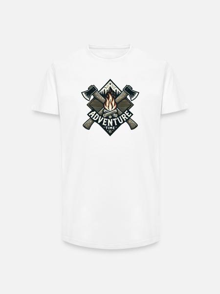 Abenteuerzeit Lagerfeuer Logo - Long Fit Männer T-Shirt - Weiß