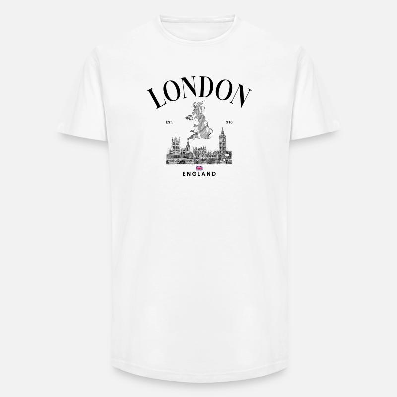 Tiny Union Jack auf Schwarz - Long Fit Männer T-Shirt - Weiß