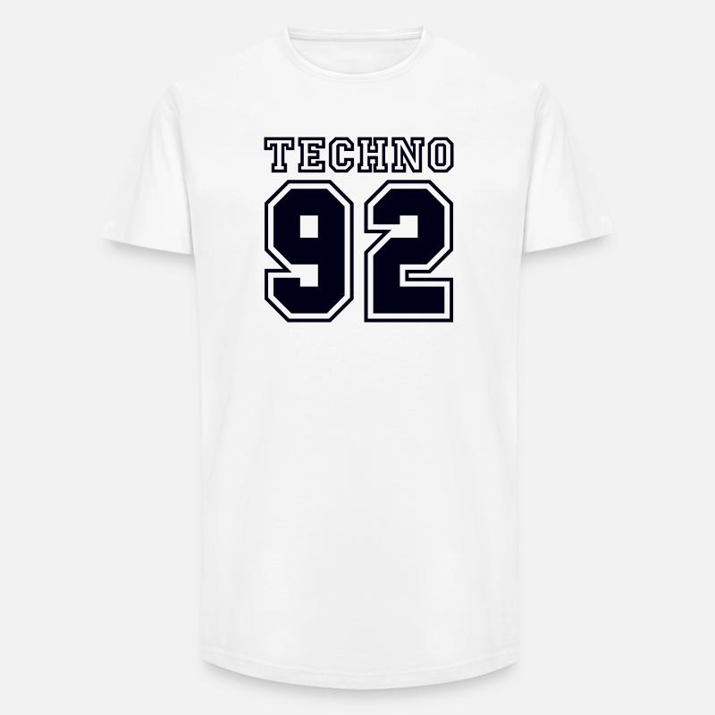 TECHNO 92 - Long Fit Männer T-Shirt - Weiß