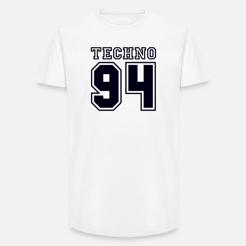 TECHNO 94 - Long Fit Männer T-Shirt - Weiß