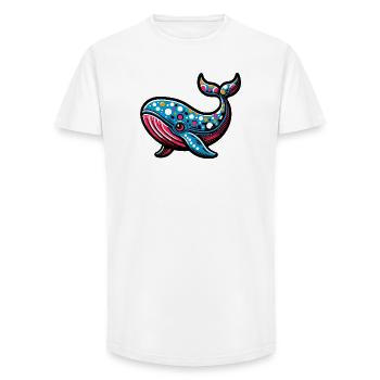 Whale - Long Fit Men's T-Shirt - white - Front - AI Model Male 185 light (185cm)