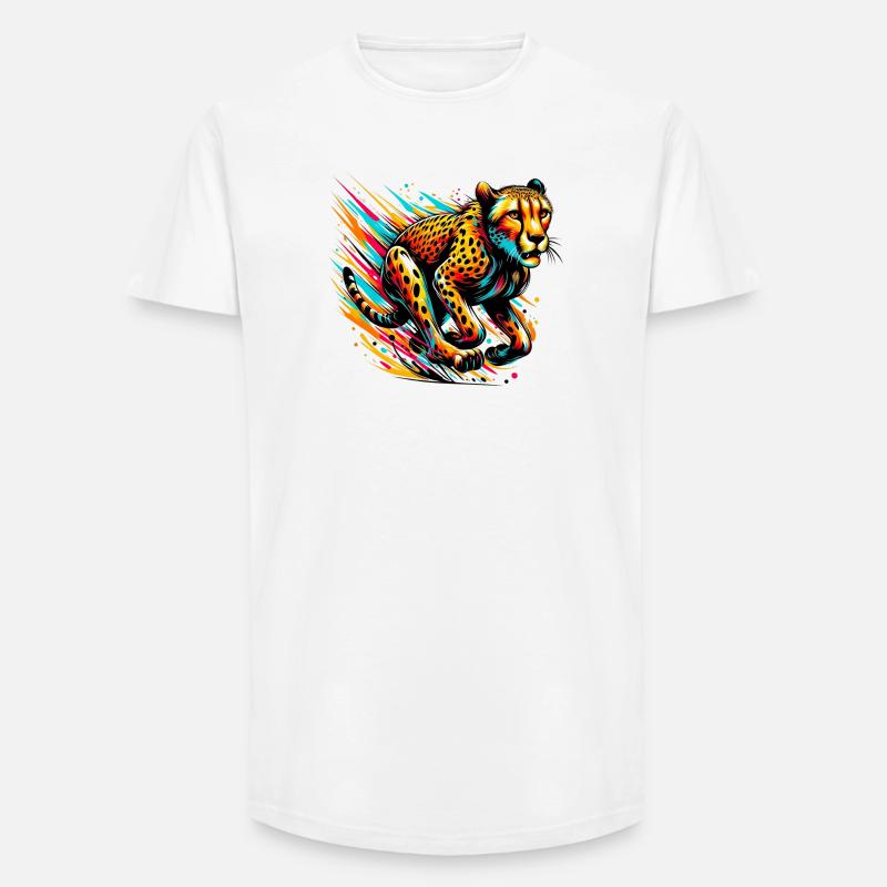Gepard - Long Fit Männer T-Shirt - Weiß
