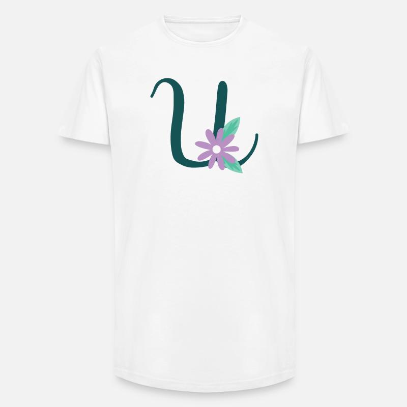 Eleganter Buchstabe 'U' mit Blumen - Long Fit Männer T-Shirt - Weiß