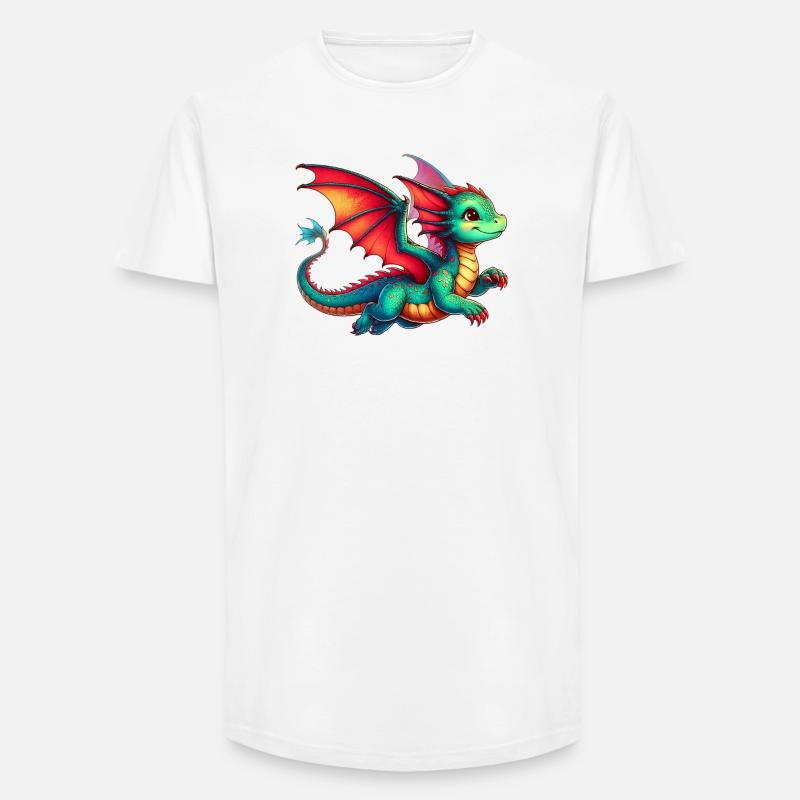 Drache - Long Fit Männer T-Shirt - Weiß