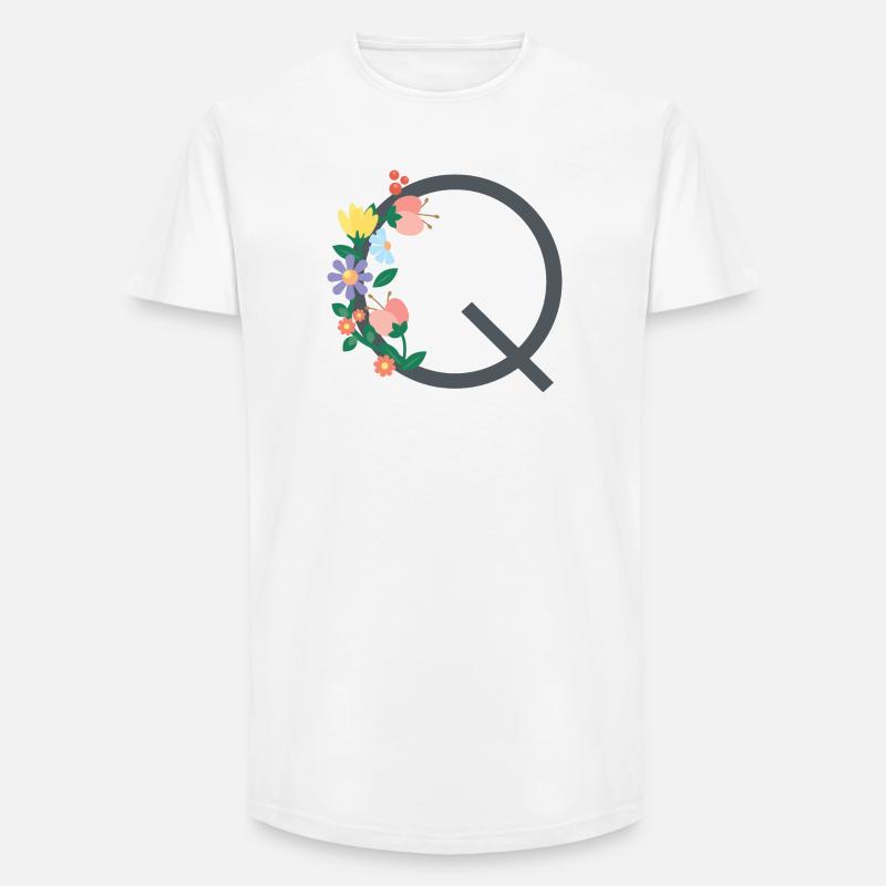 Eleganter Buchstabe 'Q' mit Blumen - Long Fit Männer T-Shirt - Weiß