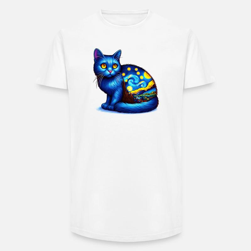 Katze - Long Fit Männer T-Shirt - Weiß