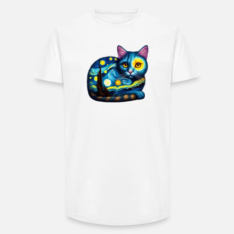 Katze - Long Fit Männer T-Shirt - Weiß