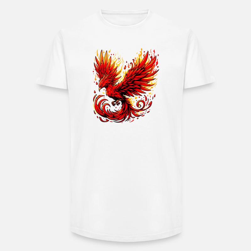 Roter Phönix - Long Fit Männer T-Shirt - Weiß