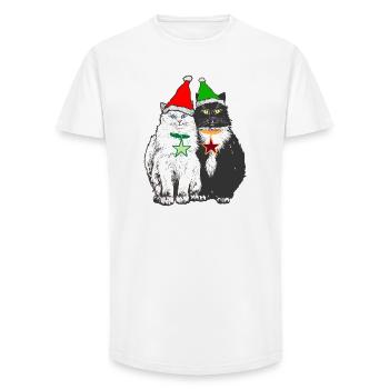 DIE WEIHNACHTSKATZEN - Long Fit Männer T-Shirt - Weiß - Vorne - AI Model Male 185 light (185cm)