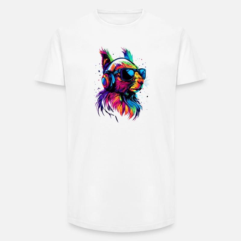 Eichhörnchen Kopfhörer Bunt Popart DJ Eichhörnchen - Long Fit Männer T-Shirt - Weiß