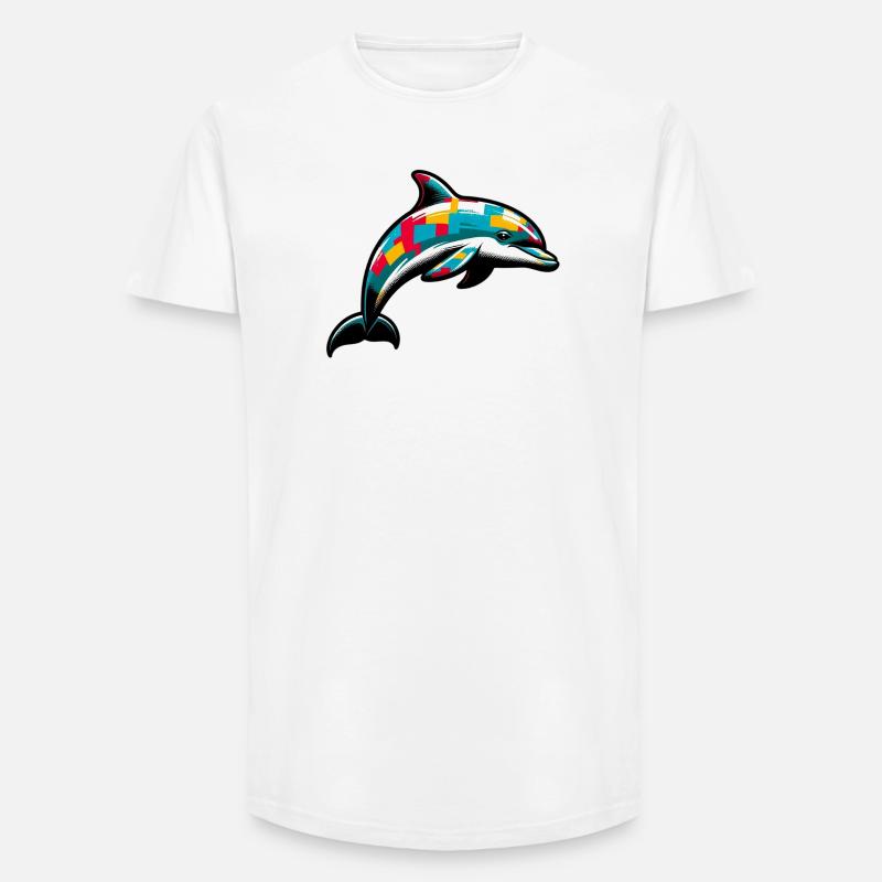 Delfin - Long Fit Männer T-Shirt - Weiß