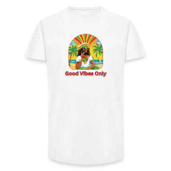 – Rasta-Man Jamaica Summer Sun - T-shirt coupe longue homme - blanc - Devant - AI Model Male 185 light (185cm)