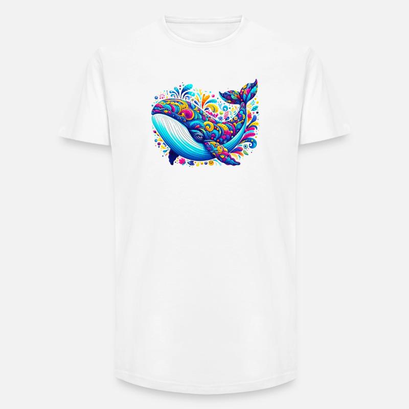 Wal - Long Fit Männer T-Shirt - Weiß