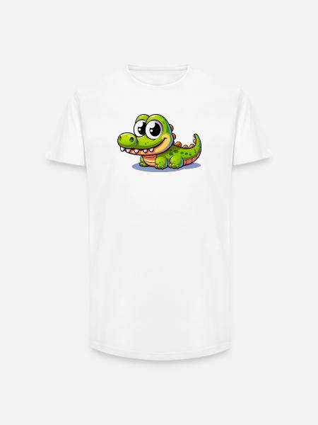 Alligator Crocodile - Long Fit Men's T-Shirt - white