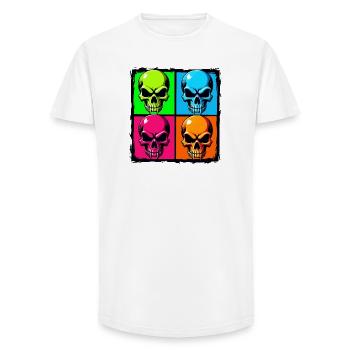 Colourful skulls - Long Fit Men's T-Shirt - white - Front - AI Model Male 185 light (185cm)