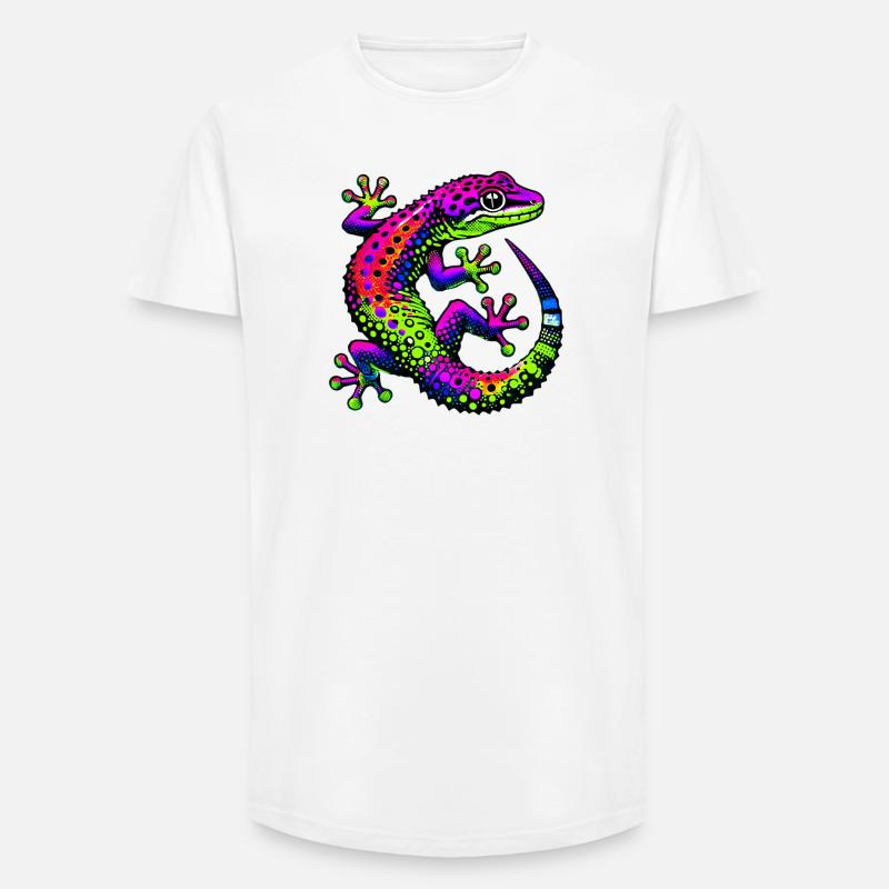 Gecko - Long Fit Männer T-Shirt - Weiß