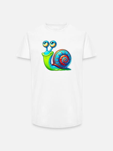 Snail - Long Fit Men's T-Shirt - white
