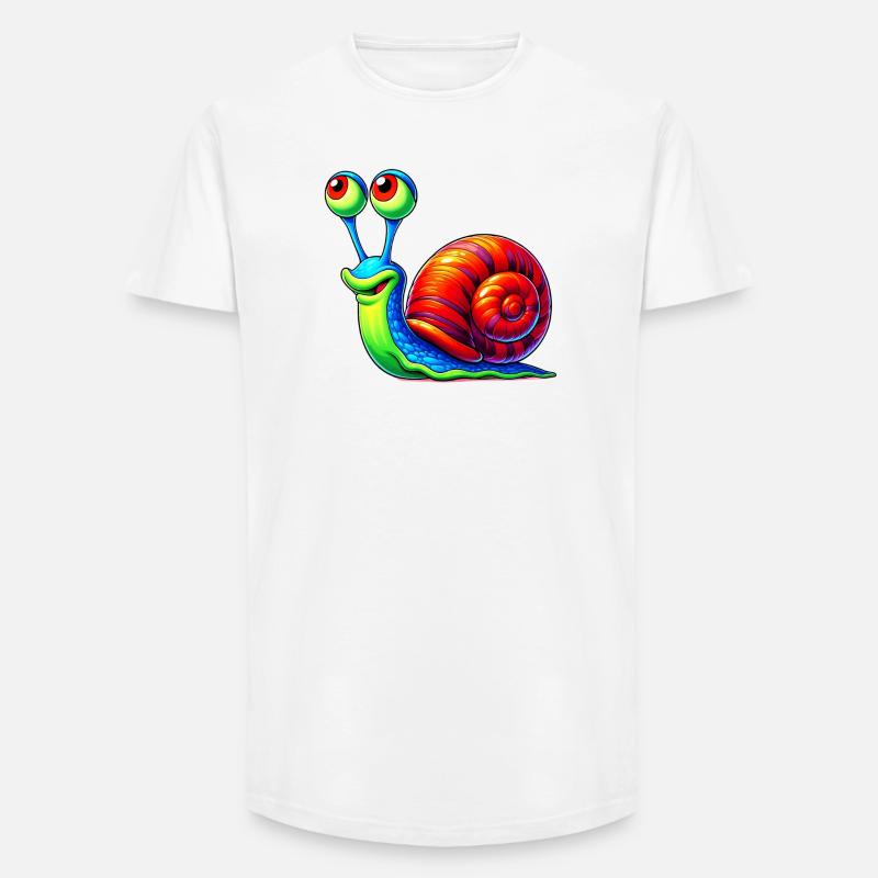 Schnecke - Long Fit Männer T-Shirt - Weiß