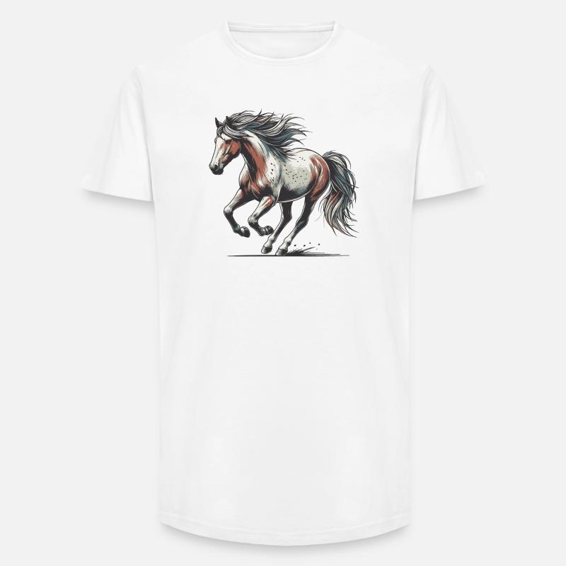 Pferd - Long Fit Männer T-Shirt - Weiß