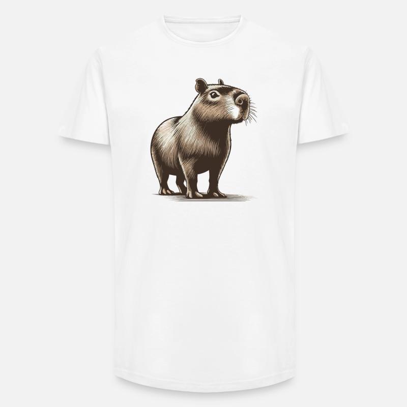 Capybara - Long Fit Männer T-Shirt - Weiß