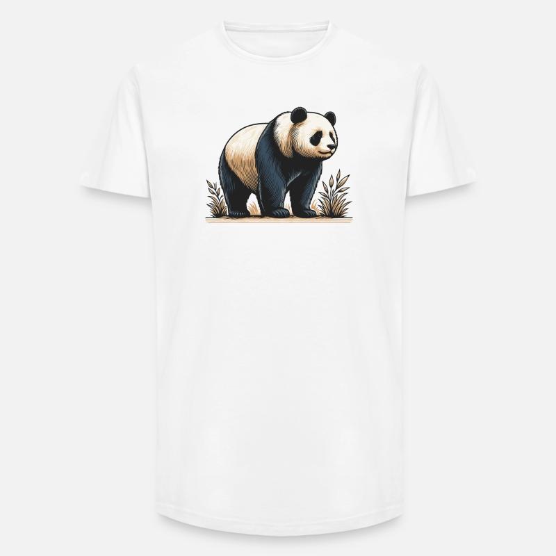 Panda - T-shirt coupe longue homme - blanc
