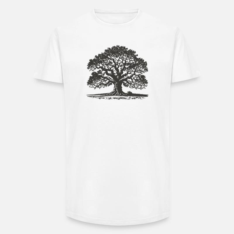 Eiche - Long Fit Männer T-Shirt - Weiß