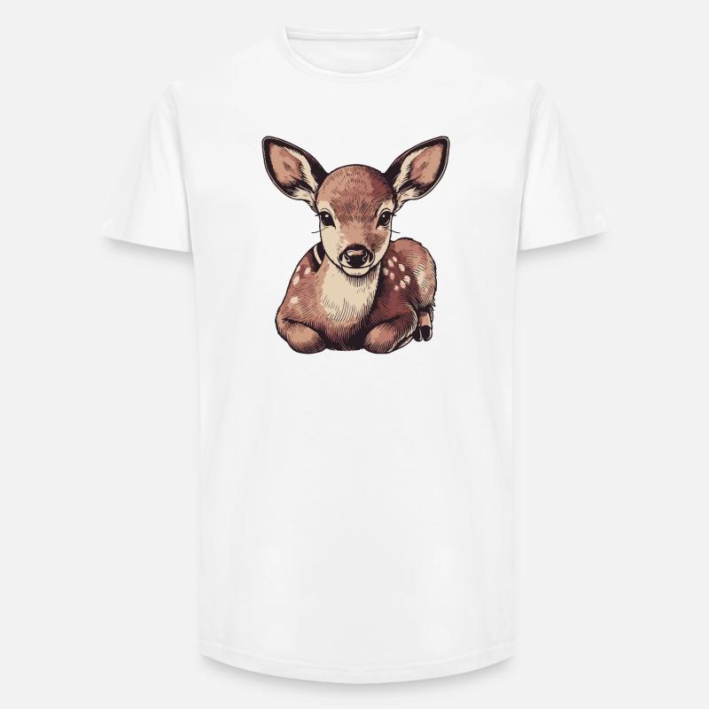 Reh - Long Fit Männer T-Shirt - Weiß
