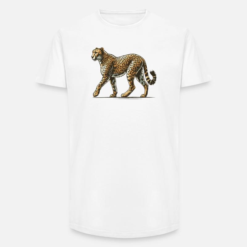 Gepard - Long Fit Männer T-Shirt - Weiß