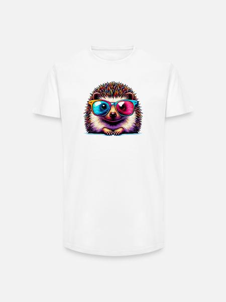 Hedgehog with sunglasses - Long Fit Men's T-Shirt - white