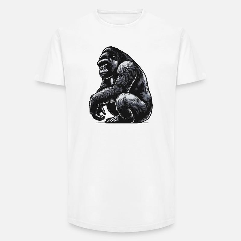 Gorilla - Long Fit Männer T-Shirt - Weiß