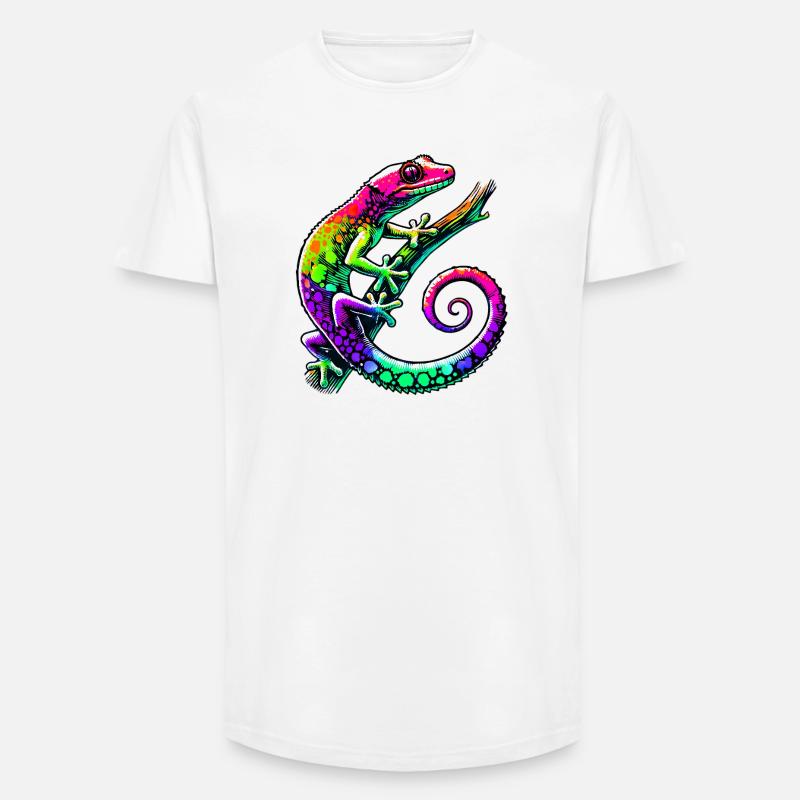 Gecko - Long Fit Männer T-Shirt - Weiß