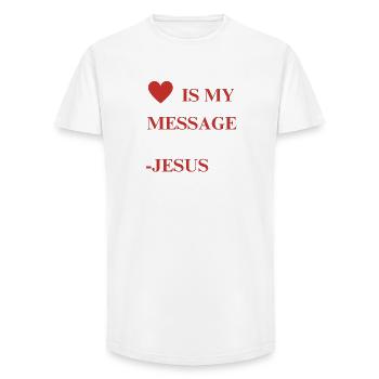 Love is my message - Long Fit Männer T-Shirt - Weiß - Vorne - AI Model Male 185 light (185cm)