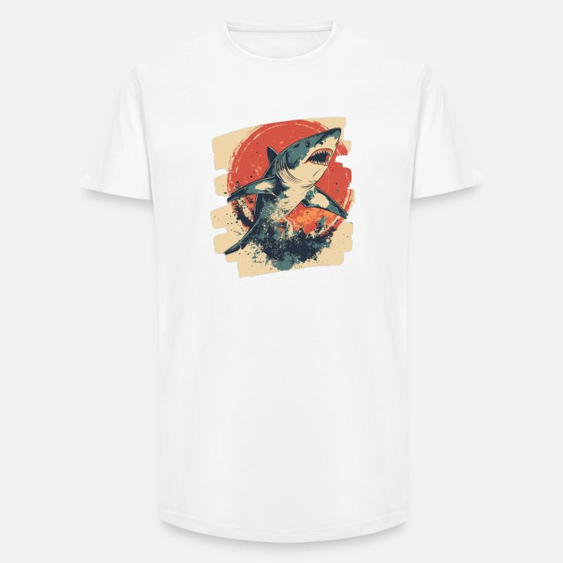 Haifisch Retro - Long Fit Männer T-Shirt - Weiß