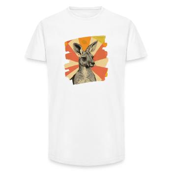 Kangourou rétro - T-shirt coupe longue homme - blanc - Devant - AI Model Male 185 light (185cm)