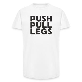 Push Pull Legs Repeat Trainingssplit - Long Fit Men's T-Shirt - white - Front - AI Model Male 185 light (185cm)