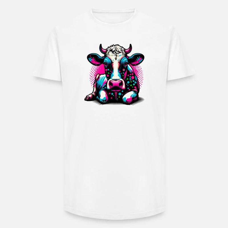Kuh - Long Fit Männer T-Shirt - Weiß