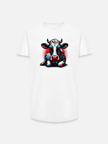 Cow - Long Fit Men's T-Shirt - white