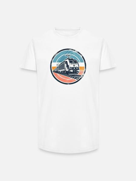 E-Lok mit Güterzug - Long Fit Männer T-Shirt - Weiß