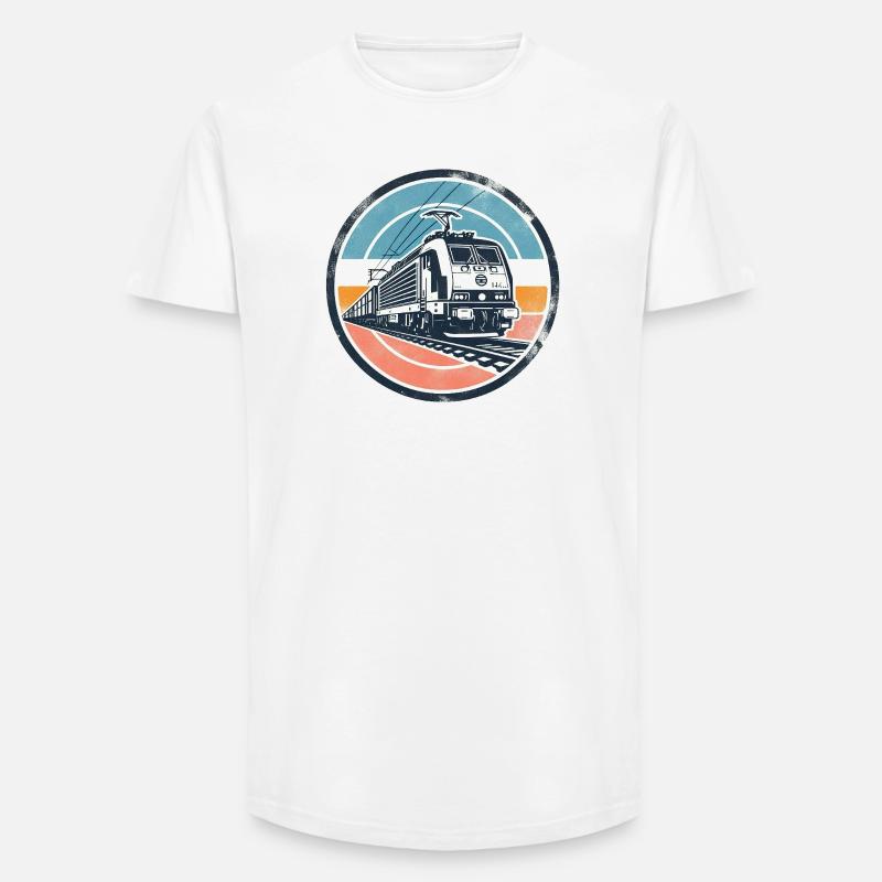 E-Lok mit Güterzug - Long Fit Männer T-Shirt - Weiß