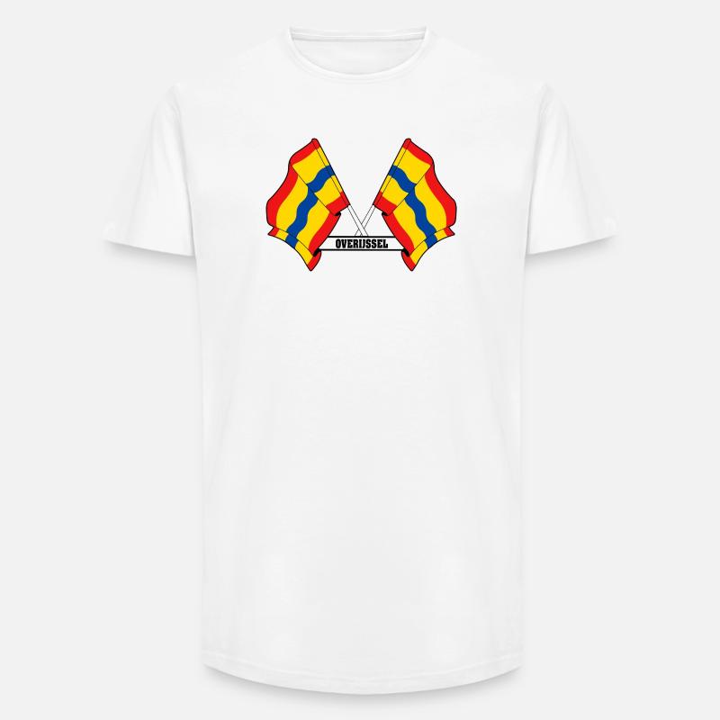 Two flags text OVERIJSSEL - Long Fit Men's T-Shirt - white