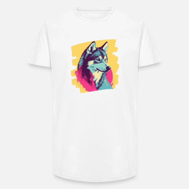 Husky - Long Fit Männer T-Shirt - Weiß