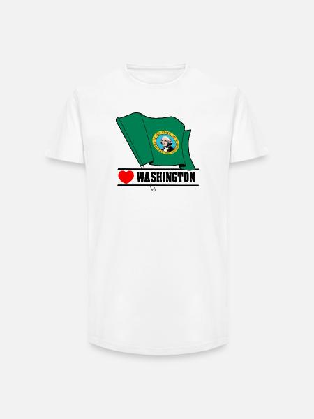 Flag Washington heart WASHINGTON - Long Fit Men's T-Shirt - white