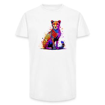Guépard - T-shirt coupe longue homme - blanc - Devant - AI Model Male 185 light (185cm)