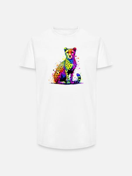 Cheetah - Long Fit Men's T-Shirt - white