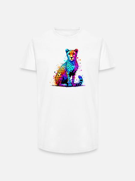 Guépard - T-shirt coupe longue homme - blanc