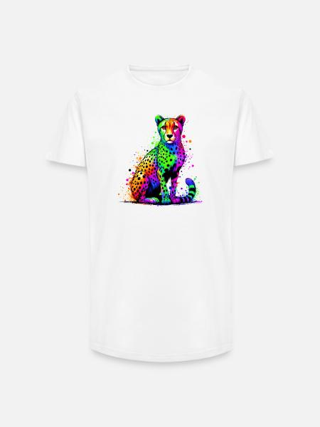 Gepard - Long Fit Männer T-Shirt - Weiß