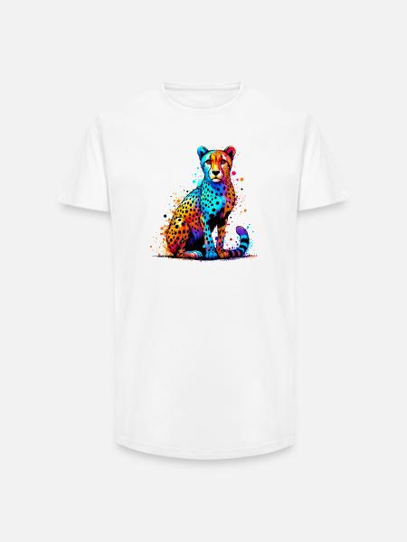 Guépard - T-shirt coupe longue homme - blanc