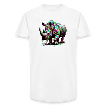 Nashorn - Long Fit Männer T-Shirt - Weiß - Vorne - AI Model Male 185 light (185cm)