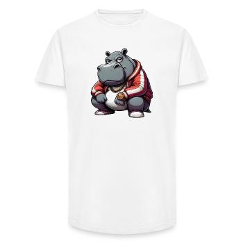 Hiphop Potamus Nilpferd - Long Fit Männer T-Shirt - Weiß - Vorne - AI Model Male 185 light (185cm)