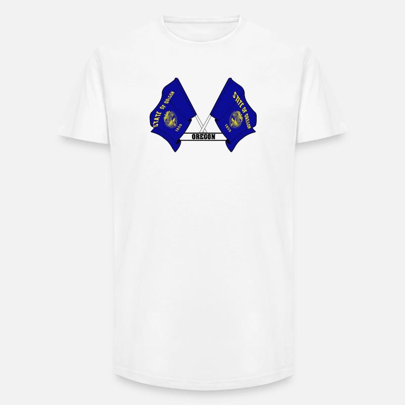 Two flags text OREGON - Long Fit Men's T-Shirt - white